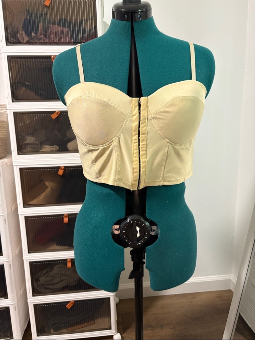 Haute Monde Pale Yellow Corset Top with Front Hooks